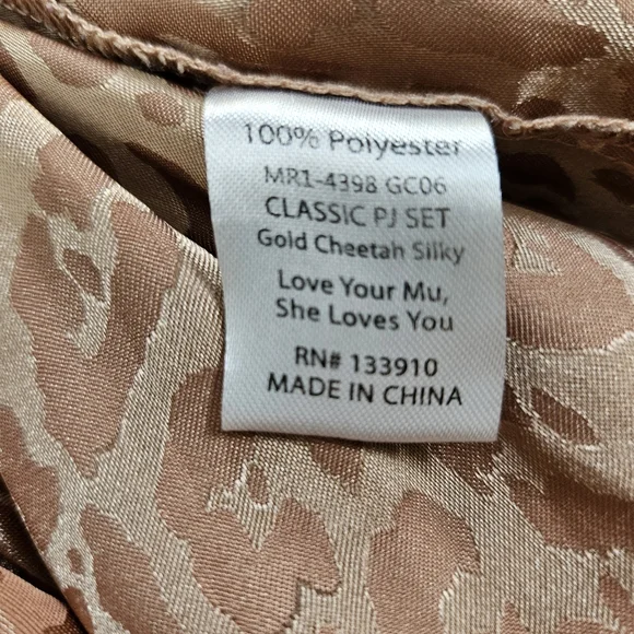 Show Me Your MUMU Classic PJ Set Cheetah Animal Print Silky Size XXL Gold